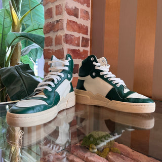 SAINT LAURENT White Green Mesh Leather High Tops SZ 40 (US 10)