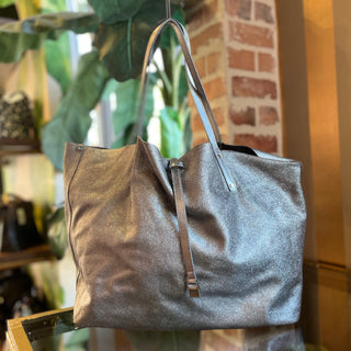 TIFFANY & CO Reversible Metallic Silver Suede Tote Bag