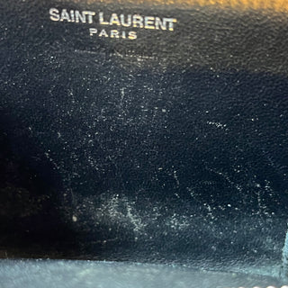 SAINT LAURENT Cassandre YSL Monogram Silver Chevron Leather Wallet