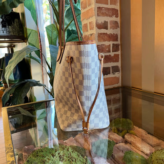 LOUIS VUITTON Neverfull MM Damier Azur Canvas Tote Bag