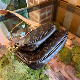 LOUIS VUITTON Multi Pochette Pink Monogram Canvas Crossbody Bag