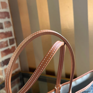 GOYARD Saint Louis PM Black Goyardine Canvas Chevroches Calfskin Tote