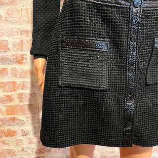 MAJE Jinili Black Tweed Button Front Skirt SZ40(L)