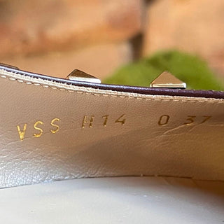 VALENTINO Burgundy Leather Rockstud Kitten Heels SZ 37 (US 7)