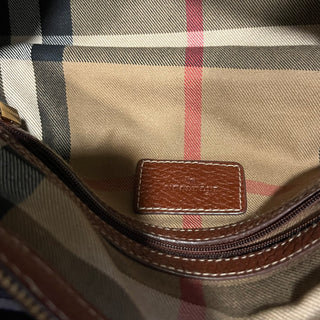 BURBERRY Brown Grained Leather Satchel Bag