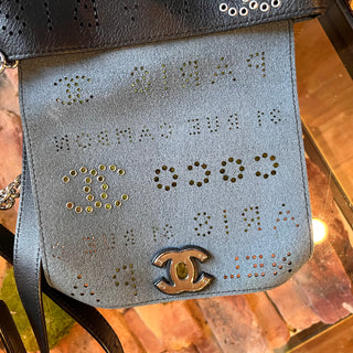 CHANEL CC Logo Eyelet Black Calfskin Belt Bag