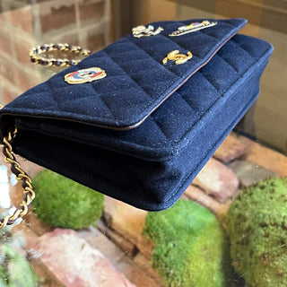 CHANEL Paris-Hamburg Charms Classic Quilted Wool Wallet on Chain