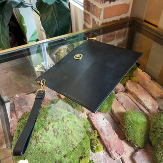 VERSACE Black Leather Medusa Clutch DIA320