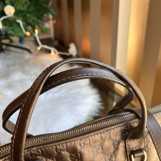 GUCCI Heart-Bit Brown Metallic Guccissima Leather Tote