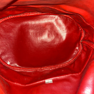CHANEL Vintage Red Lambskin Leather Bucket Bag