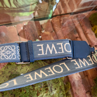 LOEWE Slit Mini Blue Raffia Tote Bag