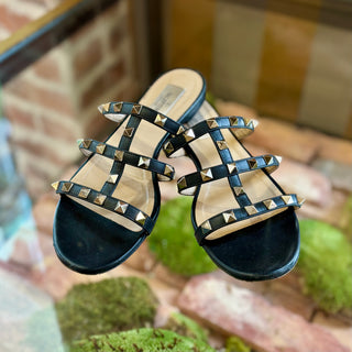 VALENTINO Rockstud Flat Slide Sandals 36