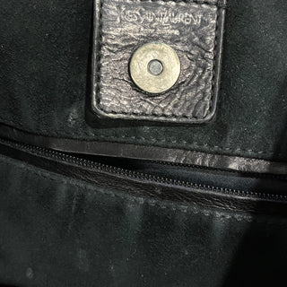 SAINT LAURENT Mombasa Horn Black Leather Vintage Hobo Bag