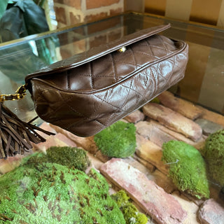 CHANEL Vintage Brown Lambskin Leather Clutch Bag