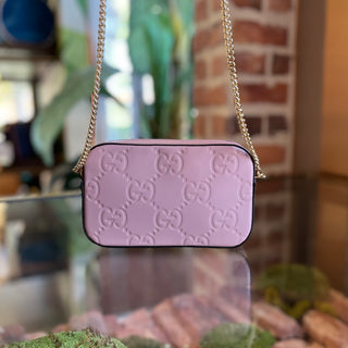 GUCCI Super Mini Jumbo GG Embossed Leather Crossbody Bag