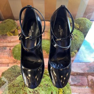 LOUIS VUITTON Black Mary Jane Pumps SZ 37.5 (US 7.5)