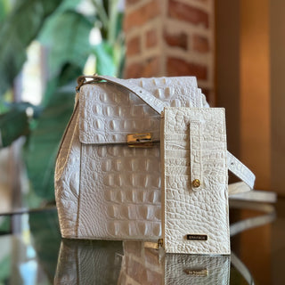 BRAMIN White Croc Embossed Iridescent Crossbody