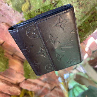 LOUIS VUITTON Elise Gray Matte Vernis Leather Wallet