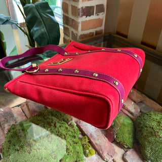 LOUIS VUITTON Antigua Cabas MM Rouge Toile Canvas Tote Bag