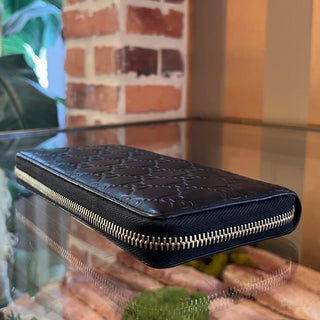 GUCCI Black Gucissima Leather Zip Around Wallet