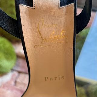LOUBOUTIN Black Leather Strappy Heels SZ 39.5 (US SZ 9.5)