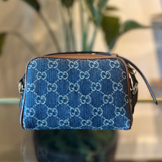 GUCCI Small Ophidia GG Denim Blue Crossbody