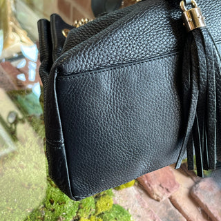 GUCCI Medium Soho Chain Black Pebbled Calfskin Leather Shoulder Bag