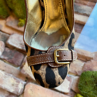 DOLCE&GABBANA Leopard Print Canvas Pumps SZ 37.5 (US 7.5)
