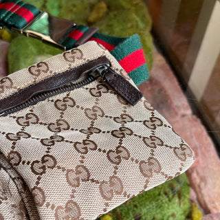GUCCI GG Web Canvas Double Pocket Belt Bag