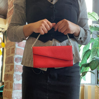 DIOR Diorissimo Red Bullcalf Leather Envelope Flap Wallet