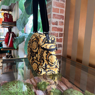 VERSACE Black Gold Nylon Baroque Diaper Bag