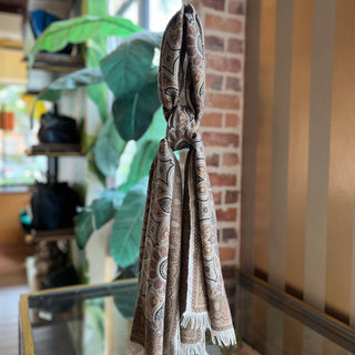 HERMES Brown Cashmere Silk Blend Scarf