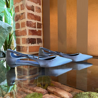 PRADA Blue Satin Crystal Ballet Flats SZ 41 (US 11)