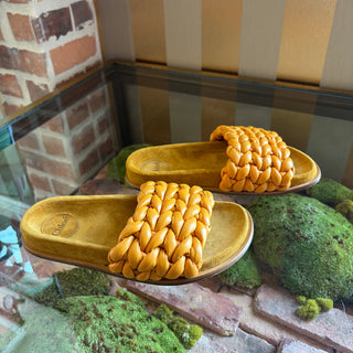 CHLOE Kacey Braided Leather Slide Sandals 38