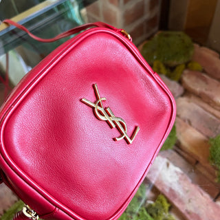 SAINT LAURENT Mini Blogger Red Leather Crossbody Bag