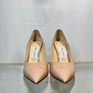 JIMMY CHOO Love Beige Patent Leather Pumps SZ37.5(7.5US)