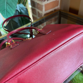PRADA Saffiano Lux Red Leather 2-Way Tote Bag