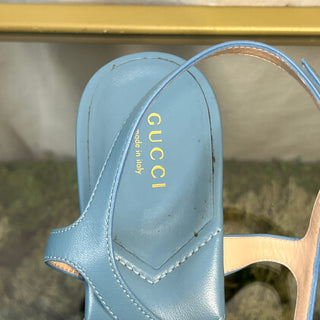 GUCCI Sweet Blue Nappa Matelasse Double G Sandals SZ38.5(8.5US)