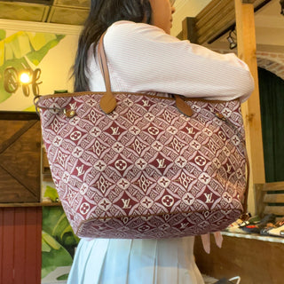 LOUIS VUITTON Neverfull MM 1854 Maroon Jacquard Canvas Tote Bag