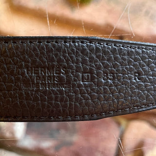 HERMES Phillipine Black/Brown Leather Reversible Belt SZ 85