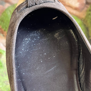 BURBERRY Brown Suede Haymarket Cap Toe Flats SZ37.5(7.5US)