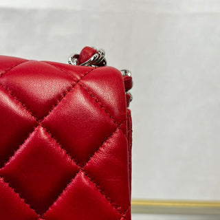 CHANEL Flap Mini Red Lambskin Quilted Shoulder Bag