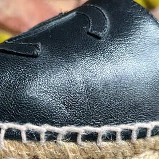CHANEL CC Black Leather Espadrilles SZ 36 (US 6)