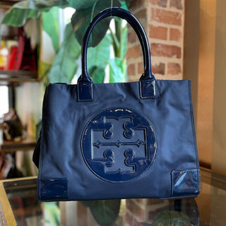 TORY BURCH Large Ella Navy Blue Nylon Tote Bag
