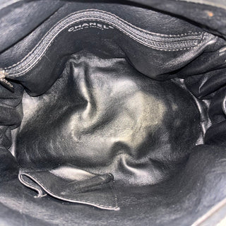 CHANEL Ligne Black Diagonal CC Lambskin Shoulder Bag