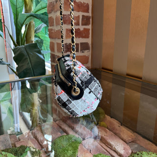 CHANEL Written In Chain Tweed Bowling Bag