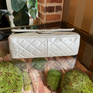 CHANEL Reissue 2.77 Metallic Silver Aged Calfskin Leather Shoulder Bag