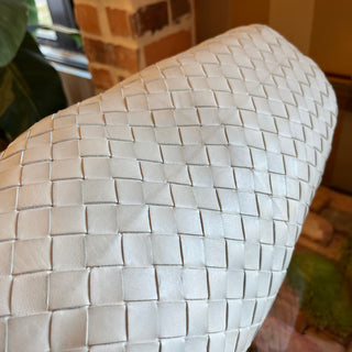 BOTTEGA VENETA The Pouch White Intrecciato Nappa Leather Clutch