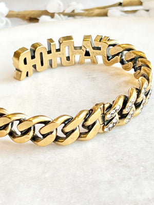 DIOR Jadior Gold Chain Cuff Bracelet