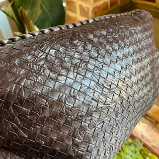 BOTTEGA VENETA Brown Intreciato Embossed Nappa Leather Hobo Bag